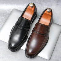 Mens Leather Loafers Slip On Business Casual Shoes