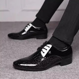 Mens Patent Leather Oxford Shoes Pointed Toe Wedding Shoes