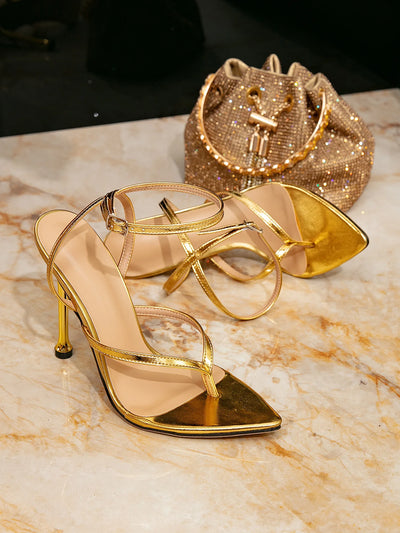 Gold Pointed Toe Heels