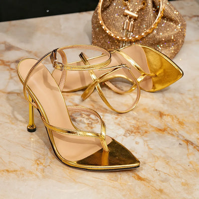 Gold Pointed Toe Heels